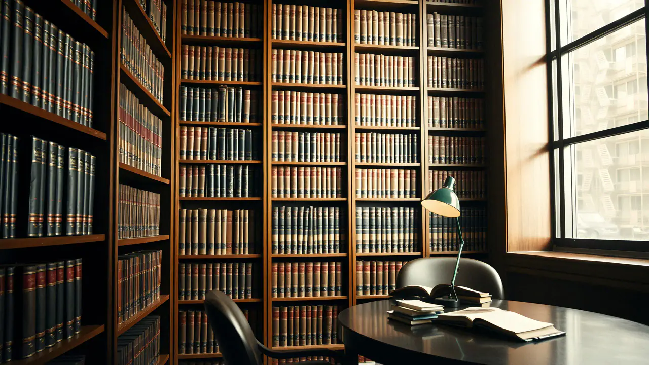 The firm's law library in the afternoon light
